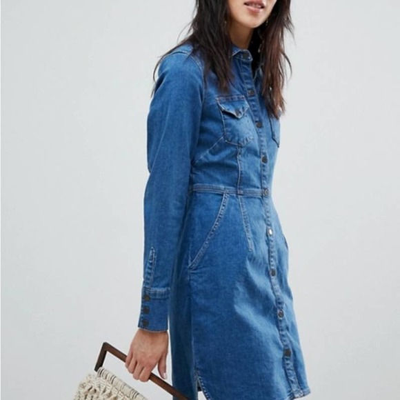 Free People Dynomite Denim Mini Dress Blue Size XS - Picture 5 of 5